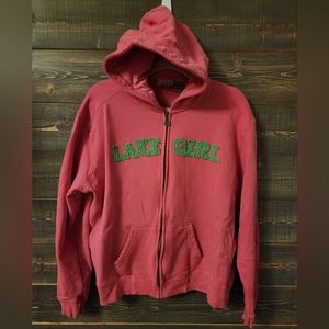 Lake Girl Hoodie - Pink and Green XL